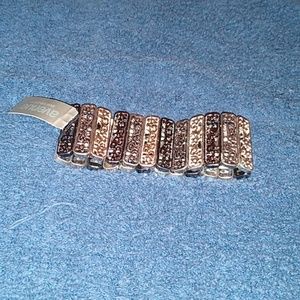 Silver, black, and gold bar bracelet